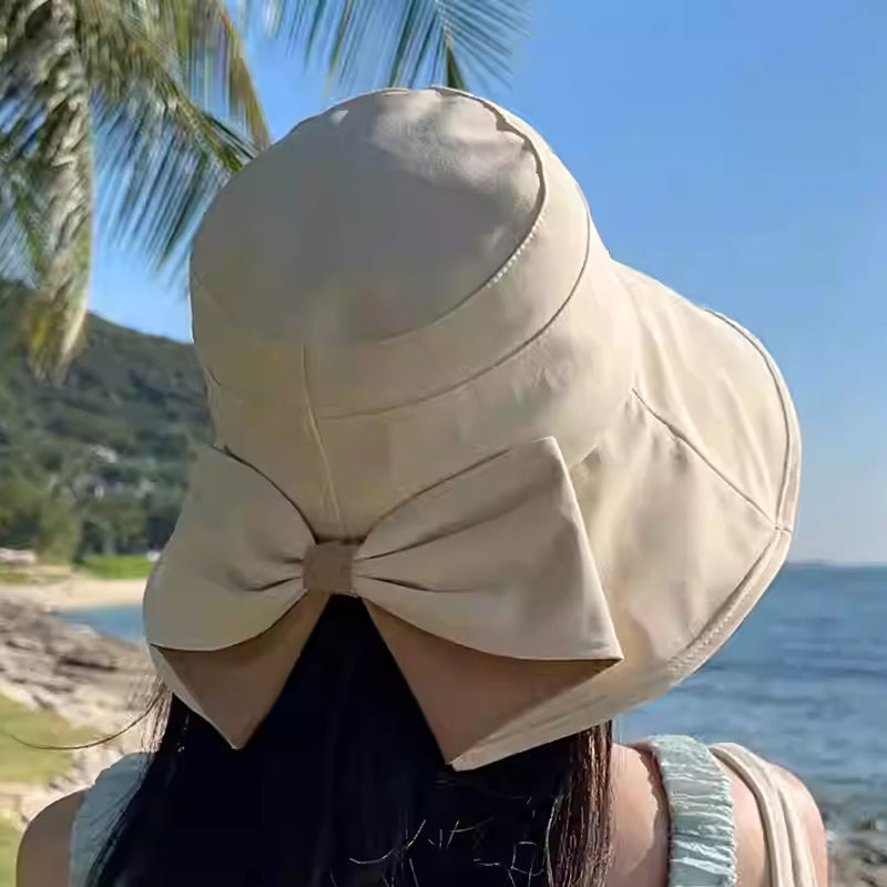 ☀️ Chapeau de Soleil Femme Large Bord | 🎀 Nœud Élégant & Pliable | 🏖️ Protection UV Respirante pour Été