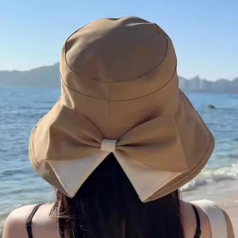 ☀️ Chapeau de Soleil Femme Large Bord | 🎀 Nœud Élégant & Pliable | 🏖️ Protection UV Respirante pour Été