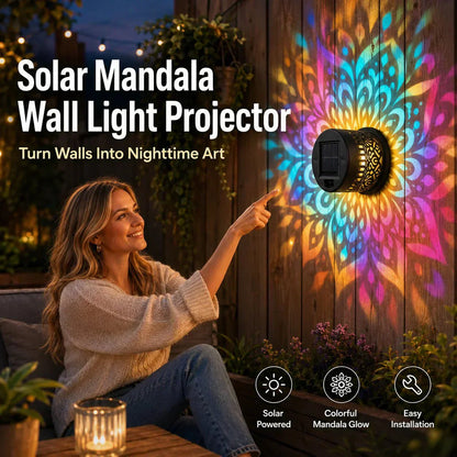 🌞 55 % DE RÉDUCTION MAINTENANT ! 🌀 Lampe solaire mandala – Projection de motifs époustouflants, design 2 en 1 pour sol et mur, étanche IP65, allumage/extinction automatique 🌿