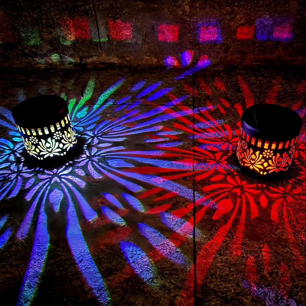🌞 55 % DE RÉDUCTION MAINTENANT ! 🌀 Lampe solaire mandala – Projection de motifs époustouflants, design 2 en 1 pour sol et mur, étanche IP65, allumage/extinction automatique 🌿