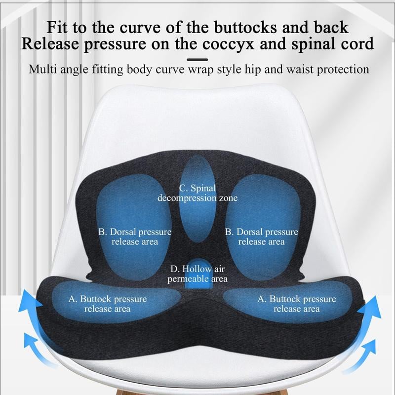 🚗 PROMO LIMITÉE 50% DE RÉDUCTION ! 🛡️ Coussin en Mousse à Mémoire de Forme Respirant – Antidérapant, Soutien Ergonomique, Housse en Maille ✨