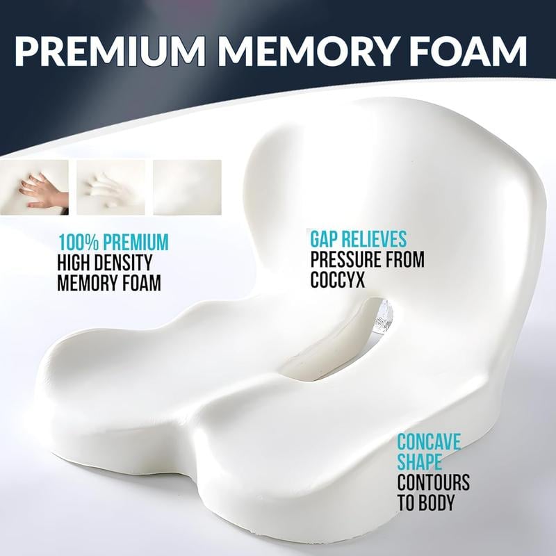 🚗 PROMO LIMITÉE 50% DE RÉDUCTION ! 🛡️ Coussin en Mousse à Mémoire de Forme Respirant – Antidérapant, Soutien Ergonomique, Housse en Maille ✨