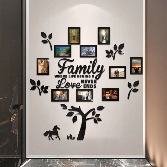 📢🌳 PROMO FLASH 50% ! Autocollant Mural Arbre Généalogique 3D avec Cadres Photo – Acrylique, Installation Facile, 3 Couleurs, 2 Tailles, Décoration Murale Unique ✨