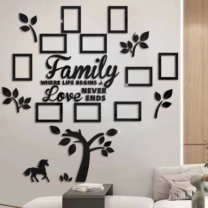 📢🌳 PROMO FLASH 50% ! Autocollant Mural Arbre Généalogique 3D avec Cadres Photo – Acrylique, Installation Facile, 3 Couleurs, 2 Tailles, Décoration Murale Unique ✨