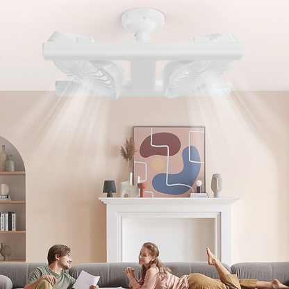 🌀💡 Ventilateur de Plafond Double Tête avec Lumière LED 60W – Double Flux d’Air, Télécommande, Moteur Silencieux