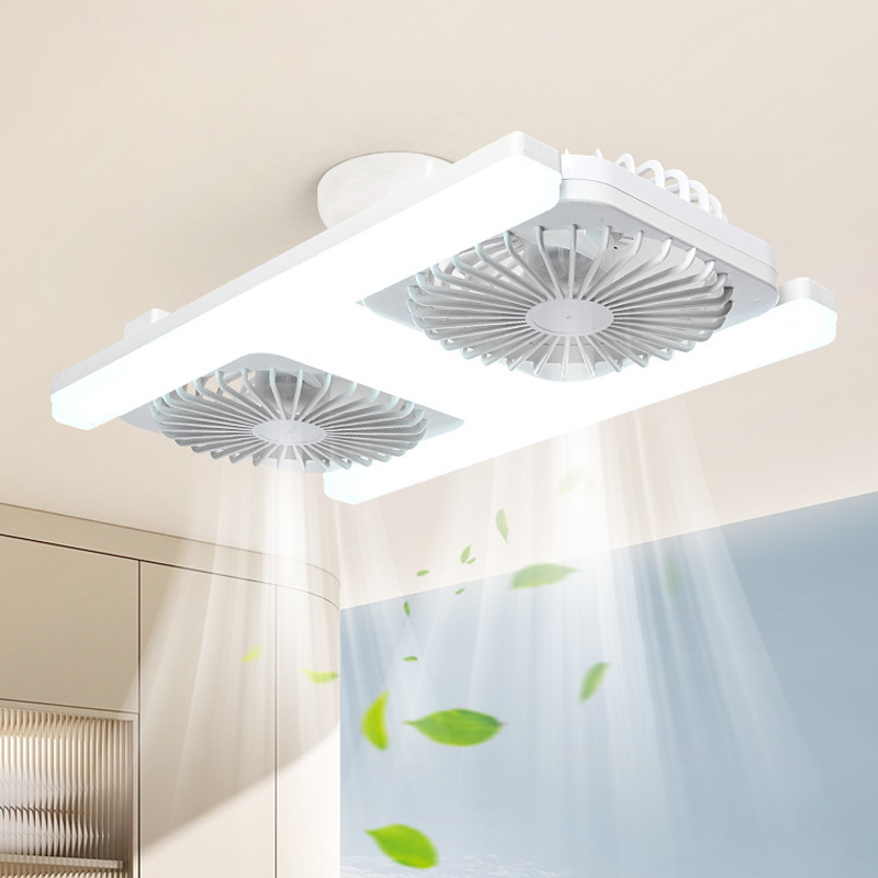🌀💡 Ventilateur de Plafond Double Tête avec Lumière LED 60W – Double Flux d’Air, Télécommande, Moteur Silencieux