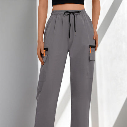 ✨ PROMO LIMITÉE 50% DE RÉDUCTION ! 👖 Pantalon Cargo Femme – Cordon, Poches, Coupe Droite 🌿