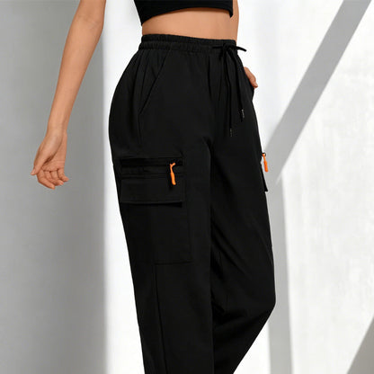 ✨ PROMO LIMITÉE 50% DE RÉDUCTION ! 👖 Pantalon Cargo Femme – Cordon, Poches, Coupe Droite 🌿