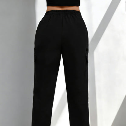 ✨ PROMO LIMITÉE 50% DE RÉDUCTION ! 👖 Pantalon Cargo Femme – Cordon, Poches, Coupe Droite 🌿