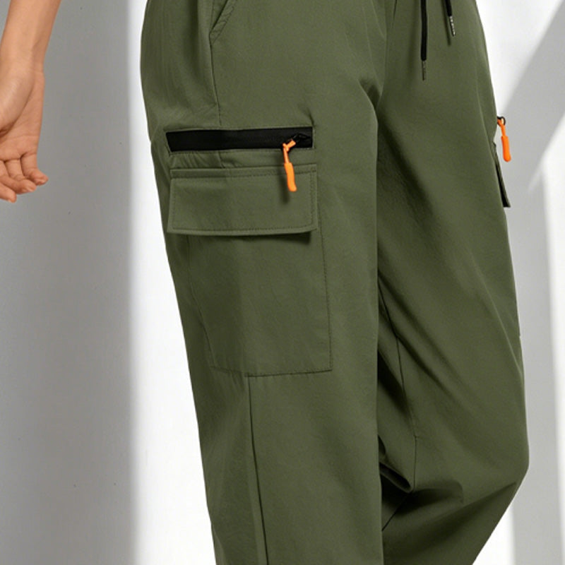 ✨ PROMO LIMITÉE 50% DE RÉDUCTION ! 👖 Pantalon Cargo Femme – Cordon, Poches, Coupe Droite 🌿