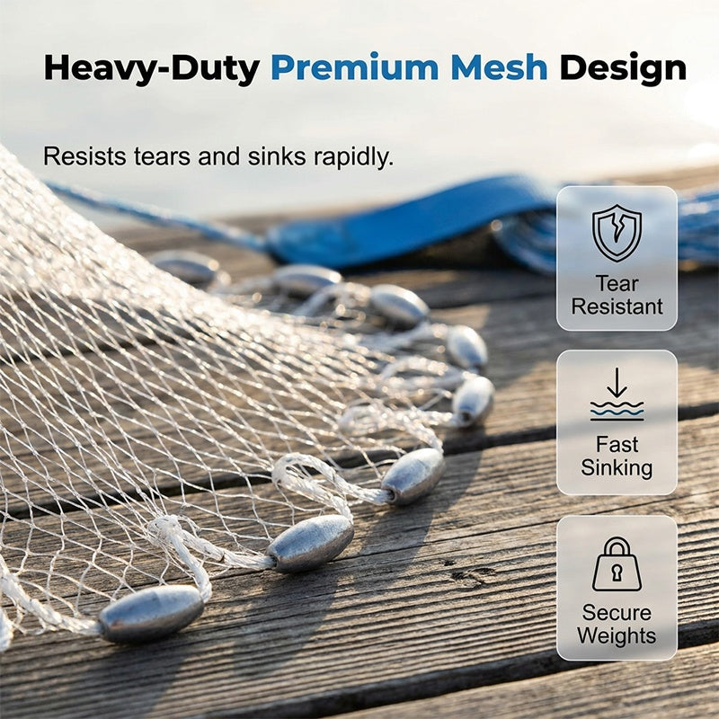 🎣 50% DE RÉDUCTION ✨ Épervier de pêche – Facile à lancer & maillage résistant – Prise rapide en eau douce ou mer – polyvalent pour crevettes, appâts ou petits poissons 🌊
