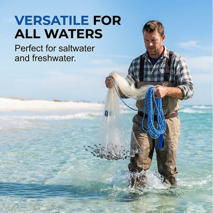 🎣 50% DE RÉDUCTION ✨ Épervier de pêche – Facile à lancer & maillage résistant – Prise rapide en eau douce ou mer – polyvalent pour crevettes, appâts ou petits poissons 🌊