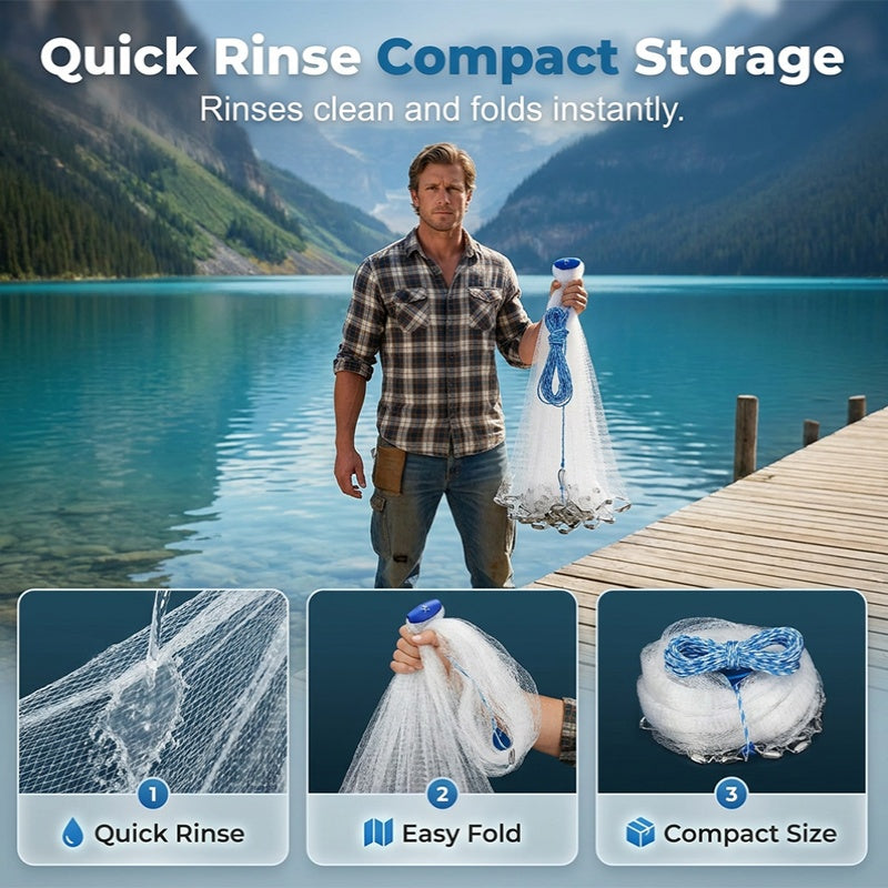 🎣 50% DE RÉDUCTION ✨ Épervier de pêche – Facile à lancer & maillage résistant – Prise rapide en eau douce ou mer – polyvalent pour crevettes, appâts ou petits poissons 🌊