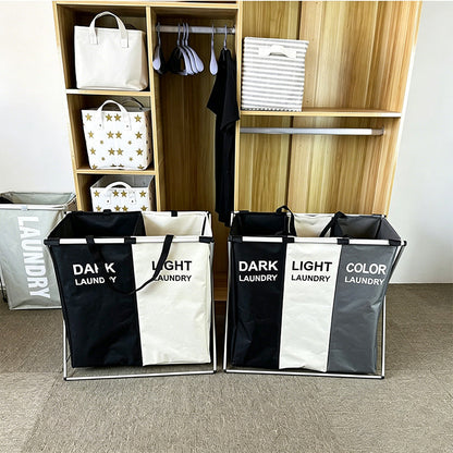 🧺 Panier à Linge Pliable 3 Compartiments | Tri Facile & Gain de Place ✨