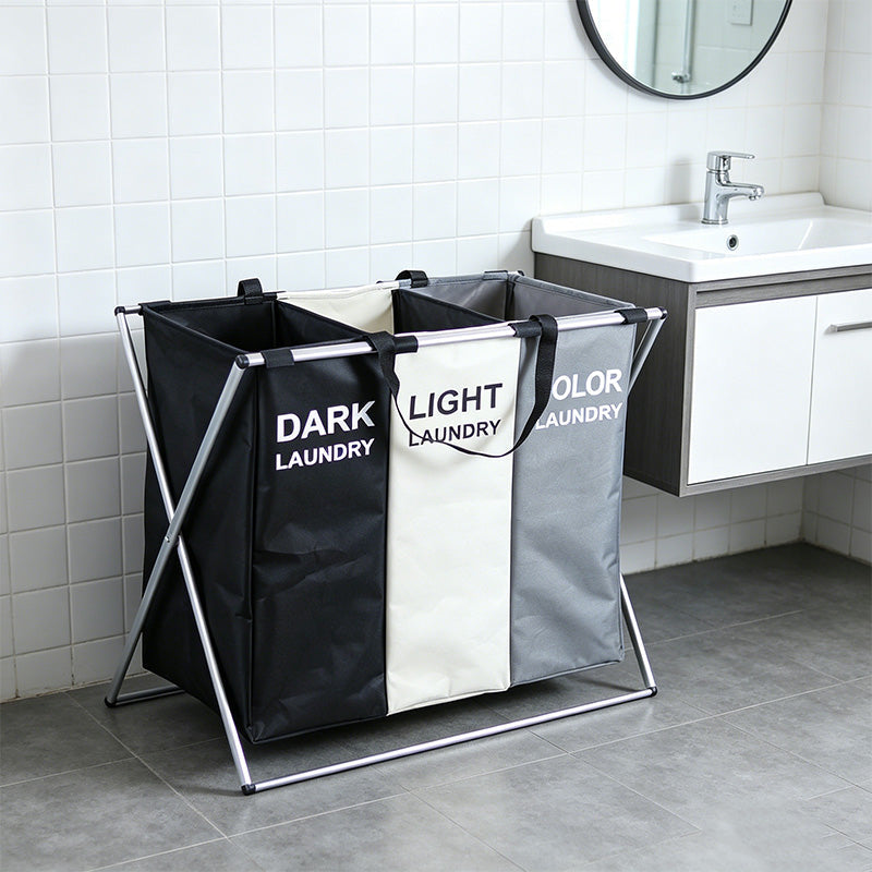 🧺 Panier à Linge Pliable 3 Compartiments | Tri Facile & Gain de Place ✨