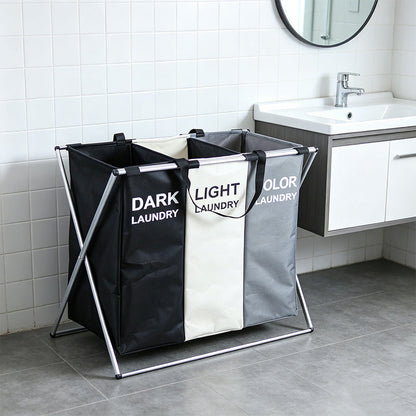 🧺 Panier à Linge Pliable 3 Compartiments | Tri Facile & Gain de Place ✨