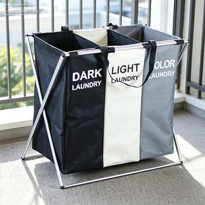 🧺 Panier à Linge Pliable 3 Compartiments | Tri Facile & Gain de Place ✨