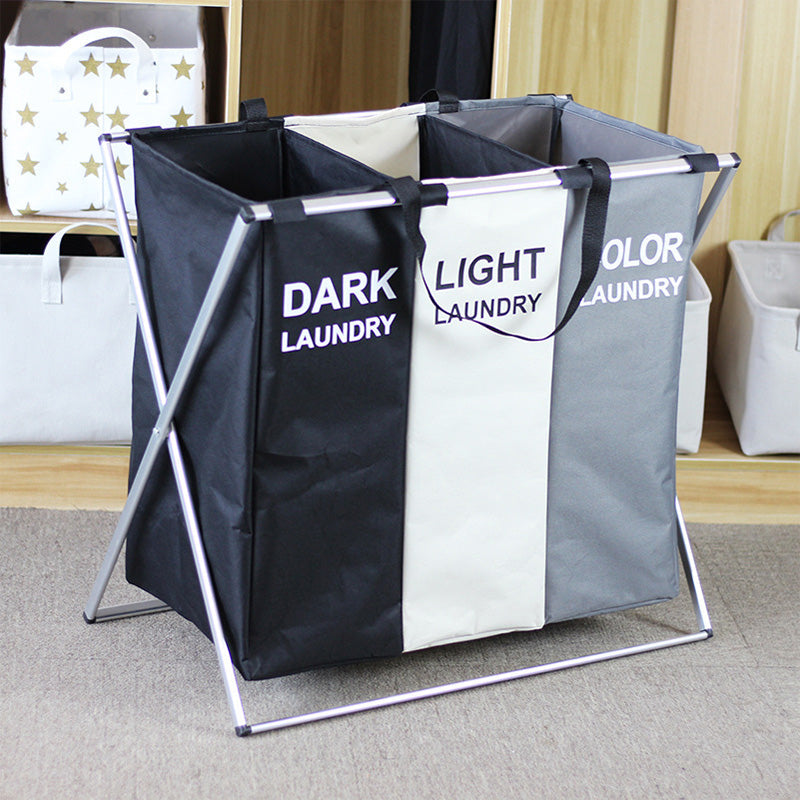 🧺 Panier à Linge Pliable 3 Compartiments | Tri Facile & Gain de Place ✨
