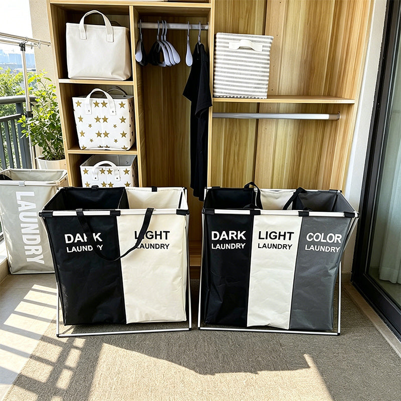 🧺 Panier à Linge Pliable 3 Compartiments | Tri Facile & Gain de Place ✨