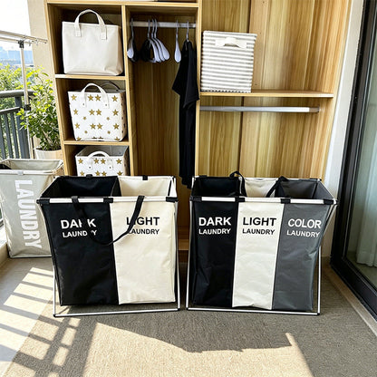 🧺 Panier à Linge Pliable 3 Compartiments | Tri Facile & Gain de Place ✨