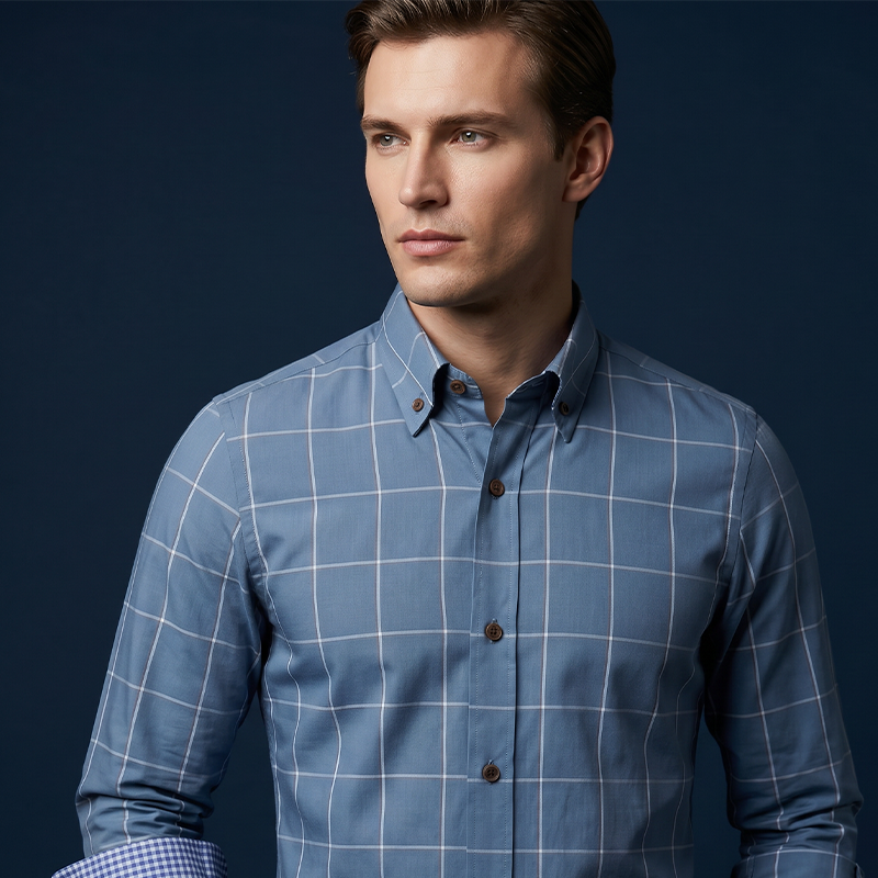 👔 PROMO LIMITÉE 50% DE RÉDUCTION ! 💥 Chemise Homme Coupe Moderne à Carreaux – Boutons Rouges, Col Boutonnière, Tissu Premium ✨