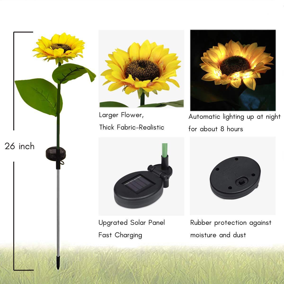 🌻 Réaliste et résistant aux intempéries | Tournesol solaire en promotion 2026 | Décoration extérieure IP65