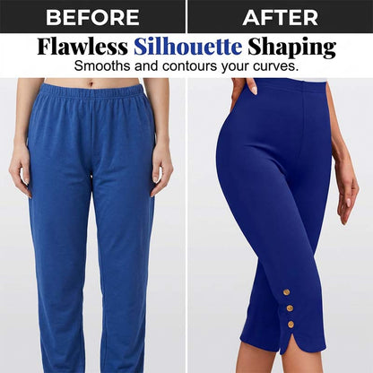 👖🌼 PROMO LIMITÉE 50% ! Pantacourt Gainant Femme Taille Haute – Élasticité 4 Sens, Boutons Dorés, 2 Couleurs, 6 Tailles, Parfait pour Quotidien & Sorties ✨