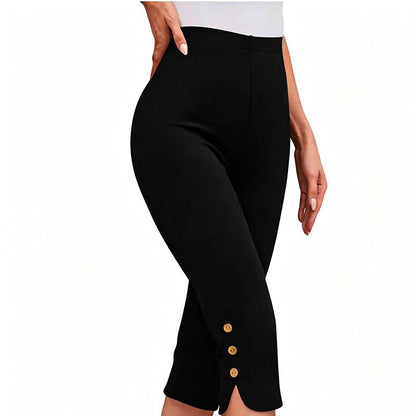 👖🌼 PROMO LIMITÉE 50% ! Pantacourt Gainant Femme Taille Haute – Élasticité 4 Sens, Boutons Dorés, 2 Couleurs, 6 Tailles, Parfait pour Quotidien & Sorties ✨