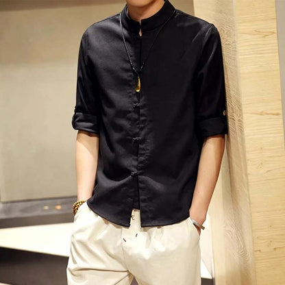 50 % DE RÉDUCTION MAINTENANT ! 🌿 Chemise homme décontractée en lin à col mandarin – Respirante et légère – Coupe décontractée, idéale pour l'été ou un style chic décontracté – Douce et élégante ✨
