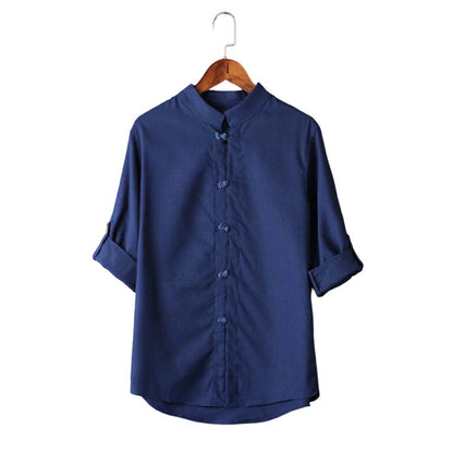 50 % DE RÉDUCTION MAINTENANT ! 🌿 Chemise homme décontractée en lin à col mandarin – Respirante et légère – Coupe décontractée, idéale pour l'été ou un style chic décontracté – Douce et élégante ✨