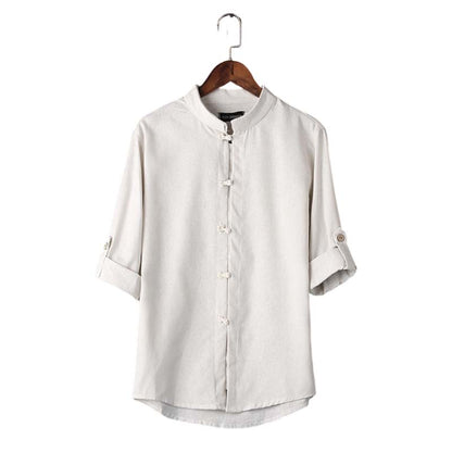 50 % DE RÉDUCTION MAINTENANT ! 🌿 Chemise homme décontractée en lin à col mandarin – Respirante et légère – Coupe décontractée, idéale pour l'été ou un style chic décontracté – Douce et élégante ✨