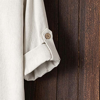 50 % DE RÉDUCTION MAINTENANT ! 🌿 Chemise homme décontractée en lin à col mandarin – Respirante et légère – Coupe décontractée, idéale pour l'été ou un style chic décontracté – Douce et élégante ✨