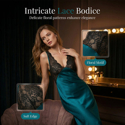 👗 50% DE RÉDUCTION ✨ Nuisette élégante à col en V – Satin doux & fines bretelles – Taille fluide, parfaite pour un look chic ou décontracté – idéale pour les soirées ou la maison 🌙