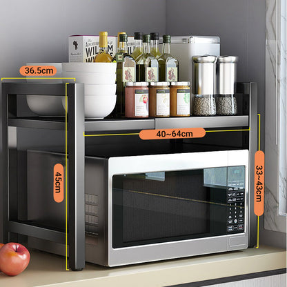 🍽️ Étagère extensible pour micro-ondes avec crochets – gain de place dans la cuisine, idéale pour les accessoires et les épices 🔧✨