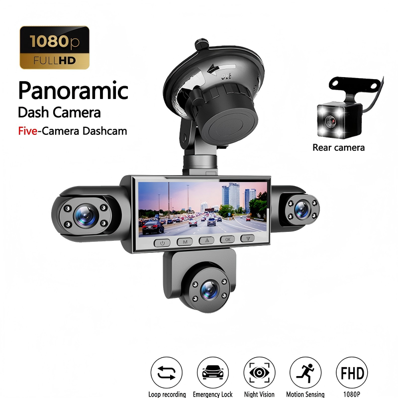 ⏳📹 PROMO FLASH 50% ! Caméra Embarquée HD 1080p Multi-Objectifs – 5 Angles, Vision Nocturne, Détection Collision, Surveillance Stationnement 24h/24 🚗