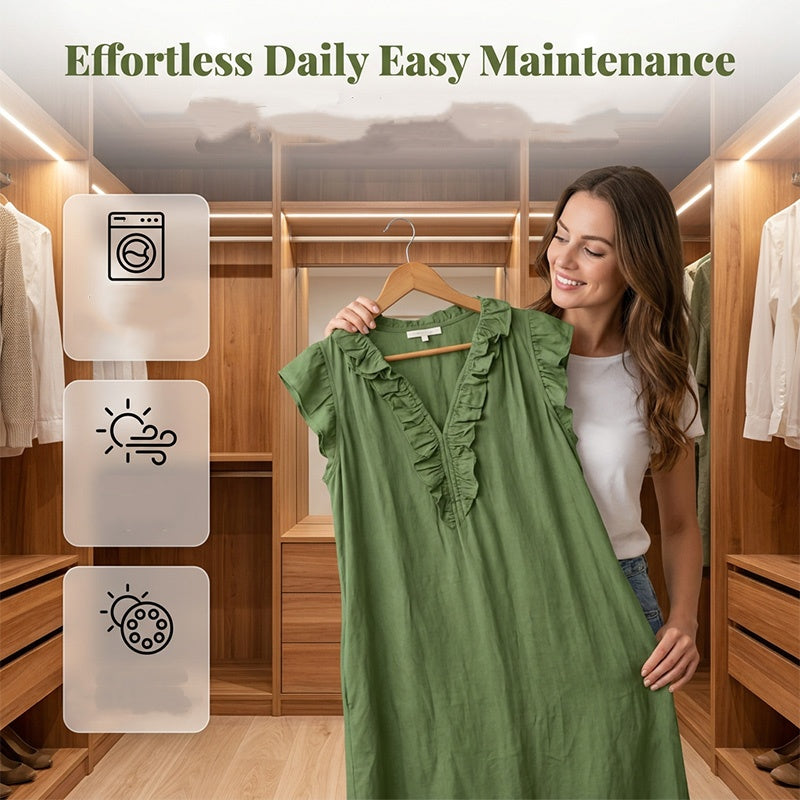 ✨Robe décontractée sans manches à col en V et volants pour femme