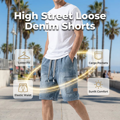 🩳 45% DE RÉDUCTION ✨ Short en jean cargo pour homme – Poches cargo, cordon de serrage & style streetwear tendance – Parfait pour l’été, les festivals ou un look urbain décontracté 🏙️
