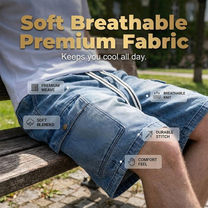 🩳 45% DE RÉDUCTION ✨ Short en jean cargo pour homme – Poches cargo, cordon de serrage & style streetwear tendance – Parfait pour l’été, les festivals ou un look urbain décontracté 🏙️