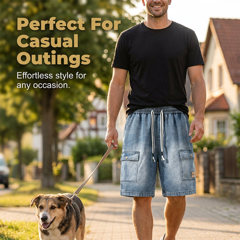 🩳 45% DE RÉDUCTION ✨ Short en jean cargo pour homme – Poches cargo, cordon de serrage & style streetwear tendance – Parfait pour l’été, les festivals ou un look urbain décontracté 🏙️