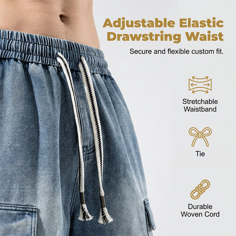 🩳 45% DE RÉDUCTION ✨ Short en jean cargo pour homme – Poches cargo, cordon de serrage & style streetwear tendance – Parfait pour l’été, les festivals ou un look urbain décontracté 🏙️