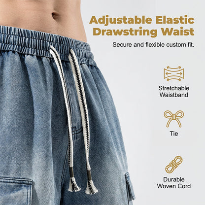 🩳 45% DE RÉDUCTION ✨ Short en jean cargo pour homme – Poches cargo, cordon de serrage & style streetwear tendance – Parfait pour l’été, les festivals ou un look urbain décontracté 🏙️