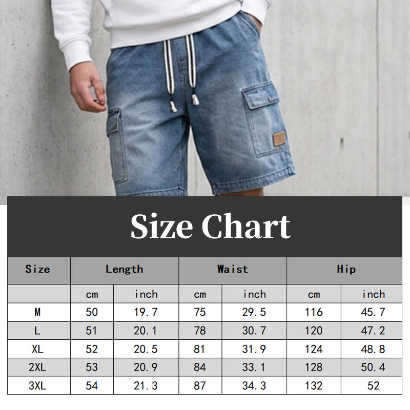 🩳 45% DE RÉDUCTION ✨ Short en jean cargo pour homme – Poches cargo, cordon de serrage & style streetwear tendance – Parfait pour l’été, les festivals ou un look urbain décontracté 🏙️