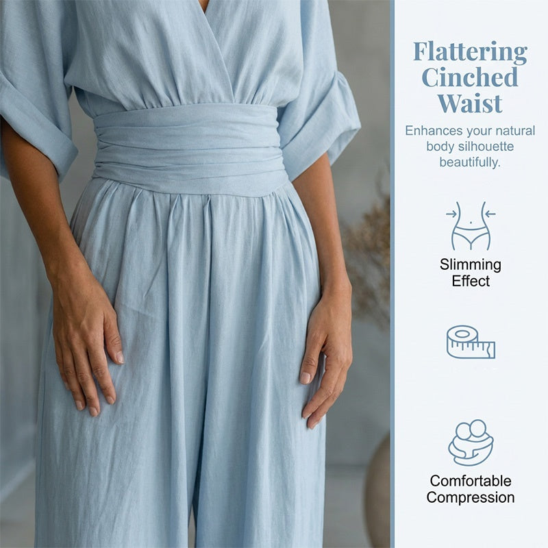 Combinaison ample à taille haute et encolure en V pour femme