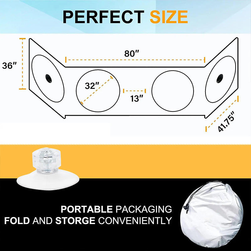 📢📢50 % DE RÉDUCTION !! ⏰Pare-soleil de pare-brise pour camion avec protection UV – Robuste et réfléchissant la chaleur – Convient aux grands pare-brise, réduit la chaleur intérieure – protège le tableau de bord et les sièges, rangement pliable 🛡️