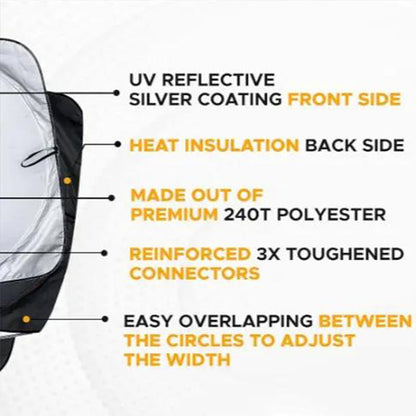 📢📢50 % DE RÉDUCTION !! ⏰Pare-soleil de pare-brise pour camion avec protection UV – Robuste et réfléchissant la chaleur – Convient aux grands pare-brise, réduit la chaleur intérieure – protège le tableau de bord et les sièges, rangement pliable 🛡️