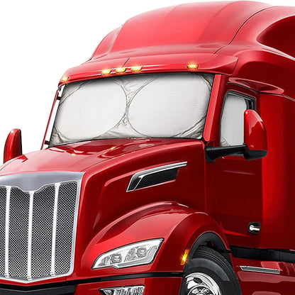 📢📢50 % DE RÉDUCTION !! ⏰Pare-soleil de pare-brise pour camion avec protection UV – Robuste et réfléchissant la chaleur – Convient aux grands pare-brise, réduit la chaleur intérieure – protège le tableau de bord et les sièges, rangement pliable 🛡️