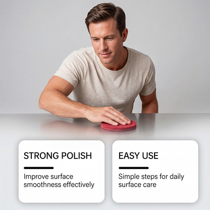 Produit de polissage tout-en-un pour la restauration des surfaces, avec tampon