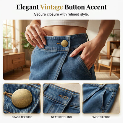 👖 PROMO LIMITÉE 50% DE RÉDUCTION ! 💥 Short Asymétrique Jambes Larges – Imitation Jean, Taille Mi-Haute, Ourlet Irrégulier ✨