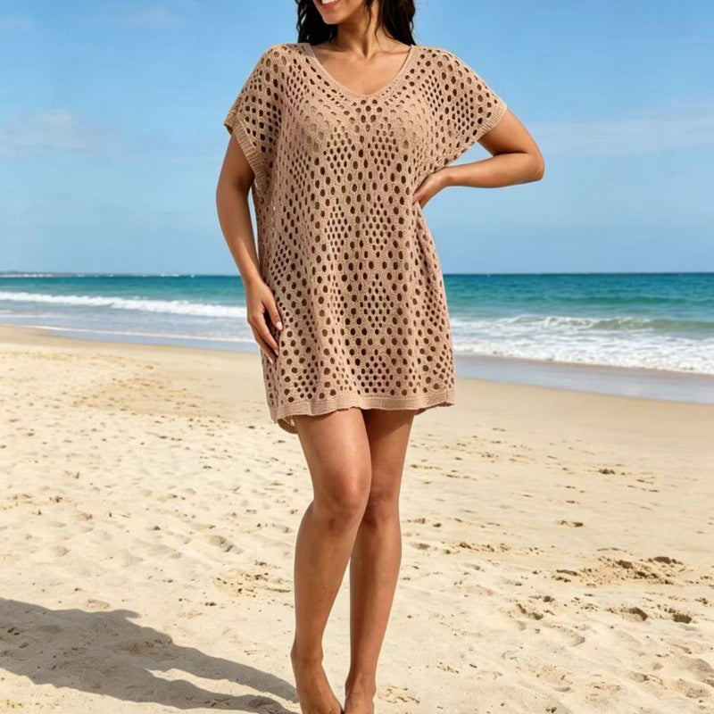🌊 Cache-Maillot Femme Crochet Ajouré | Col Rond | Protection Solaire ☀️