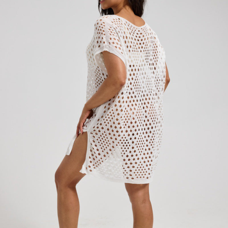 🌊 Cache-Maillot Femme Crochet Ajouré | Col Rond | Protection Solaire ☀️